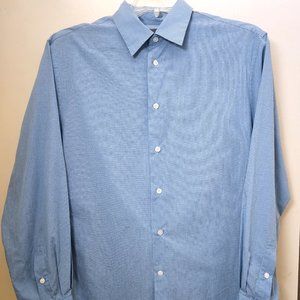 John Varvatos Button Down Blue/Black/White Checkered Dress Shirt Men Size M